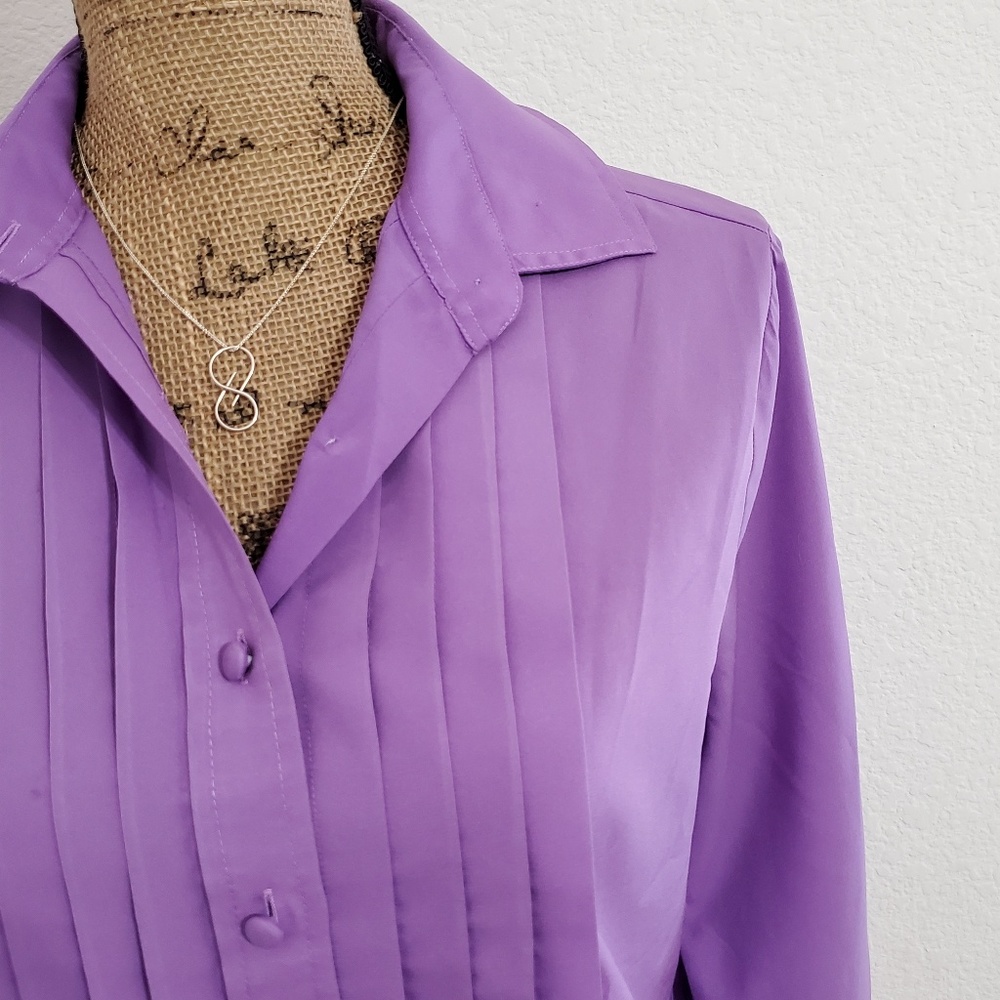 Josephine Purple pleated button down blouse sz. 12
